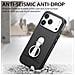 Custodia In Pelle Pu Nera Compatibile Con Iphone 17 Pro Max Con Anello Rotante A 360° - Foto miniatura 5