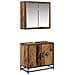Set di mobili per il bagno con lo scaffale 2 pcs Legno vecchio - Foto miniatura 1