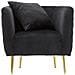 Poltrona Bucarest In Velluto Nero Con Braccioli Capitonne E Gambe Oro 76x74x71 Cm - Foto miniatura 2