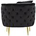 Poltrona Bucarest In Velluto Nero Con Braccioli Capitonne E Gambe Oro 76x74x71 Cm - Foto miniatura 3