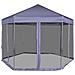 Gazebo Esagonale Pop-Up con 6 Pareti Blu Scuro 3,6x3,1 m - Foto miniatura 4