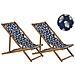 Set Di 2 Sedie A Sdraio Legno Acacia Chiaro Motivo Farfalle Beige E Blu Anzio - Foto miniatura 7