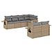 Set Divani da Giardino 7 pz con Cuscini Beige in Polyrattan - Foto miniatura 1