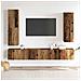 Set Mobile Tv 4 Pz Montato A Parete Legno Antico In Truciolato - Foto miniatura 3