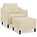 Poltrona Con Poggiapiedi Crema 60 Cm In Tessuto - Foto miniatura 1