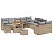 Set Divano da Giardino 13 Pezzi con Cuscini Beige in Rattan Acacia, Divano da Giardino 2 Posti con Cuscini Beige in Rattan, Set da Pranzo per Giardino 3 Pezzi con Cuscini Beige in Rattan Acacia - Foto miniatura 1