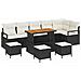 Set Divano Giardino da 10 Pezzi con Cuscini Nero Polyrattan Acacia,  Divano Giardino 2 Posti con Cuscini Nero Polyrattan,  Set da Pranzo Giardino 4 Pezzi con Cuscini Nero Polyrattan Acacia - Foto miniatura 1
