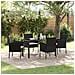 Set da Pranzo per Giardino con cuscino 5 pcs Nero Poly Rattan - Foto miniatura 2