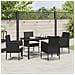 Set da Pranzo per Giardino con cuscino 5 pcs Nero Poly Rattan - Foto miniatura 4