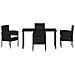 Set da Pranzo per Giardino con cuscino 5 pcs Nero Poly Rattan - Foto miniatura 7