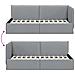 Cornice del letto ad angolo Grigio chiaro 90 x 190 cm Tessuto - Foto miniatura 9
