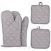 Set Di Guanti Da Forno E Presine In Cotone - Guanti Da Forno Resistenti Al Calore, Set Da 4 Pezzi Grey - Foto miniatura 1