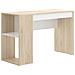 Scrivania Grigna, Scrittoio Multiuso Da Ufficio O Cameretta, Tavolo Da Studio Lineare Con Scaffali, 115x50h74 Cm, Rovere E Bianco - Foto miniatura 2