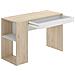 Scrivania Grigna, Scrittoio Multiuso Da Ufficio O Cameretta, Tavolo Da Studio Lineare Con Scaffali, 115x50h74 Cm, Rovere E Bianco - Foto miniatura 4