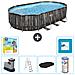 Piscina Fuori Terra - Ovale - 610x366x122 Cm - Grigio - Include Accessori Coordinati Cb34 - Foto miniatura 1