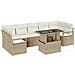 Set da divano da giardino  8 pezzi con cuscini Beige Poly Rattan, Divano da giardino  2 posti con cuscini Beige Poly Rattan - Foto miniatura 1