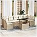 Set da divano da giardino  8 pezzi con cuscini Beige Poly Rattan, Divano da giardino  2 posti con cuscini Beige Poly Rattan - Foto miniatura 2