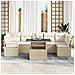 Set da divano da giardino  8 pezzi con cuscini Beige Poly Rattan, Divano da giardino  2 posti con cuscini Beige Poly Rattan - Foto miniatura 3