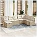 Set di divano da giardino 8 pezzi con cuscini in polyrattan beige, Divano da giardino 2 posti con cuscini in polyrattan beige - Foto miniatura 2