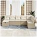 Set di divano da giardino 8 pezzi con cuscini in polyrattan beige, Divano da giardino 2 posti con cuscini in polyrattan beige - Foto miniatura 3