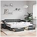 Divano Letto Estraibile Cassetti Grigio Scuro 80x200cm Tessuto - Foto miniatura 2