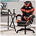 Sedia Gaming Da Scrivania Con Poggiapiedi E Cuscino Lombare E Cervicale Nero E Rosso - Foto miniatura 1