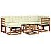 Set di divani da esterno con cuscino 7 pcs Naturale e Crema - Foto miniatura 1