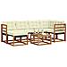 Set di divani da esterno con cuscino 7 pcs Naturale e Crema - Foto miniatura 3