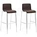 2 Sgabelli Alti HOOVER in Tessuto - Set 2 Sgabelli Bar Design H76 cm I Sedie Sgabello Ergonomiche con Schienale Marrone Cromato - Foto miniatura 1