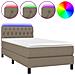 Letto A Molle Con Materasso E Led Tortora 90x200 Cm In Tessuto - Foto miniatura 2