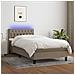 Letto A Molle Con Materasso E Led Tortora 90x200 Cm In Tessuto - Foto miniatura 1