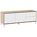 Mobile Porta Tv Cary, Credenza Per Televisione A 2 Ante, Supporto Tv Da Soggiorno, Mobile Porta Tv, Madia Per Salotto, 130x41h47 Cm, Rovere E Bianco - Foto miniatura 2