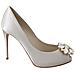 Scarpe Dã©colletã© Raso Tacco Aperto Cristalli Bianchi - Eu35/us4.5 - Foto miniatura 1