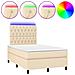 Letto a Molle con Materasso e LED Crema 120x190 cm in Tessuto - Foto miniatura 1