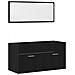 Set di mobili per bagno in 4 pezzi rovere nero legno ingegnerizzato - Foto miniatura 6