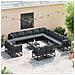 Set Divano da Giardino con cuscino 13 pcs Nero Alluminio - Foto miniatura 3