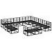 Set Divano da Giardino con cuscino 13 pcs Nero Alluminio - Foto miniatura 4