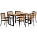 Set da Pranzo per Giardino 7 pcs Nero e Marrone polyrattan - Foto miniatura 3