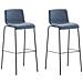 2 Sgabelli Alti HOOVER in Tessuto - Set 2 Sgabelli Bar Design H76 cm I Sedie Sgabello Ergonomiche con Schienale Blu Nero - Foto miniatura 1