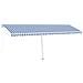 Tenda da Sole Retrattile Manuale con LED 600x300cm Blu e Bianco - Foto miniatura 1
