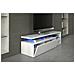 Mobile Porta Tv Pittsburgh, Credenza Per Televisione Da Soggiorno Con 1 Anta, Supporto Tv Con Luce Led, Buffet Da Salotto, 150x41h50 Cm, Bianco Lucido - Foto miniatura 1