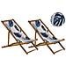 Set Di 2 Sedie A Sdraio Legno Acacia Chiaro Motivo Foglie Tropicali Blu Anzio - Foto miniatura 3