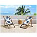 Set Di 2 Sedie A Sdraio Legno Acacia Chiaro Motivo Foglie Tropicali Blu Anzio - Foto miniatura 1