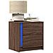 Comodino Con Luci Led Rovere Marrone In Legno Multistrato - Foto miniatura 1
