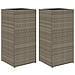 Fioriere Da Giardino 2 Pz Grigie 40x40x80 Cm In Polyrattan - Foto miniatura 2
