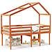 Letto A Soppalco Con Tetto Marrone Cera 90x200 Cm Legno Di Pino - Foto miniatura 2