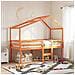 Letto A Soppalco Con Tetto Marrone Cera 90x200 Cm Legno Di Pino - Foto miniatura 1