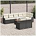 Set divani giardino  9 pezzi con cuscini Nero Polyrattan Acacia, Divano giardino  2 posti con cuscini Nero Polyrattan - Foto miniatura 3