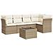Set Divano da Giardino 6 pz con Cuscini Beige in Polyrattan - Foto miniatura 1