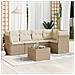 Set Divano da Giardino 6 pz con Cuscini Beige in Polyrattan - Foto miniatura 2